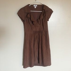 Brown Silk LOFT Cap Sleeve Dress